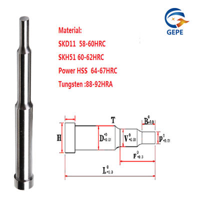 SKD61 Mehrschritt-Punch-Pins 48HRC-52HRC für die Stanz in der Formenindustrie